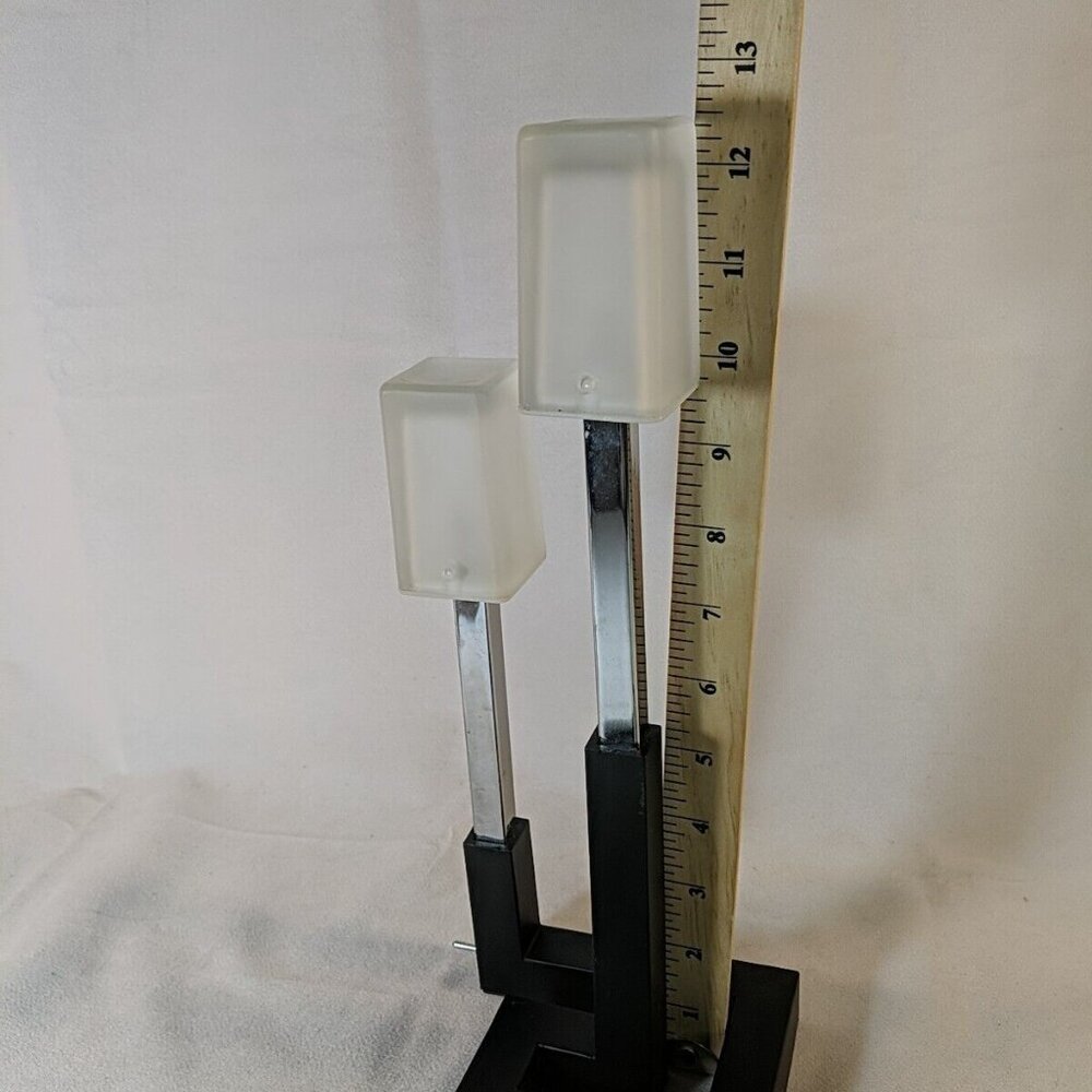 IKEA Korsby Table Lamp 2 Light Black Postmodern Industrial Accent Rectangles HTF - Picture 12 of 14